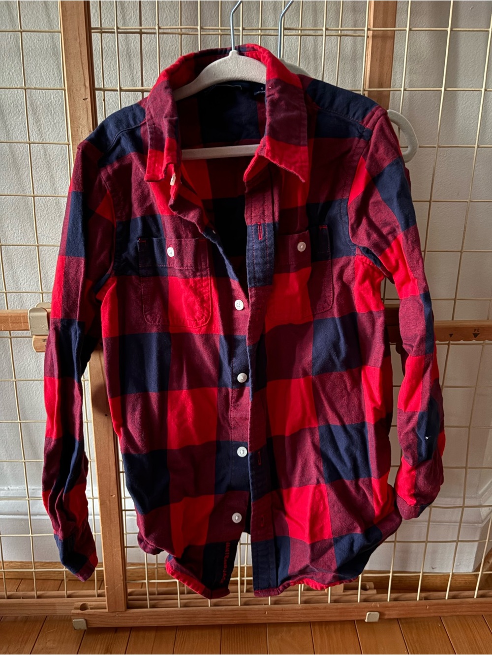 Janie and Jack Flannel Red and Black Plaid Button-Down Shirt